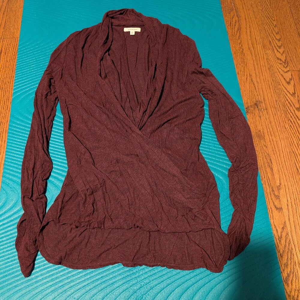Heathered Maroon Wrap Top Max Studio XS